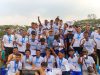 Tumbangkan Muba, Lahat Raih Medali Emas di Porprov Sumsel ke XIV Tim sepak bola Lahat musai bertanding. Foto Istimewa.